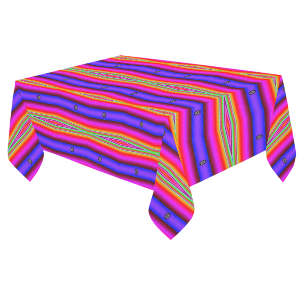 Bright Pink Purple Stripe Abstract Cotton Linen Tablecloth 60"x 84"