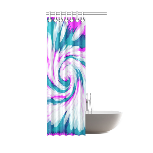 Turquoise Pink Tie Dye Swirl Abstract Shower Curtain 36"x72"