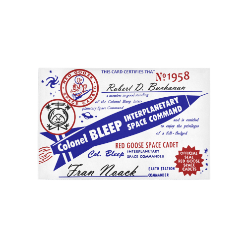 Colonel Bleep Club Member card rug Area Rug 5'x3'3''