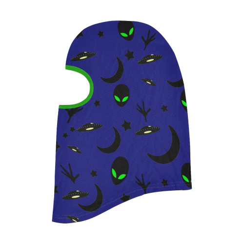 Alien Flying Saucers Stars Pattern on Blue/Green Trim All Over Print Balaclava