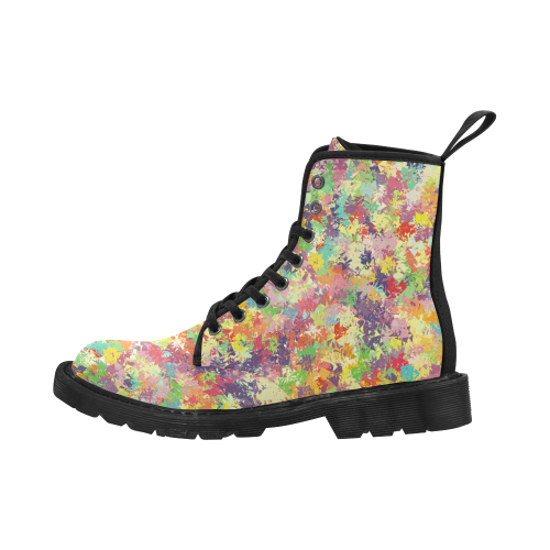 colorful pattern Martin Boots for Women (Black) (Model 1203H)