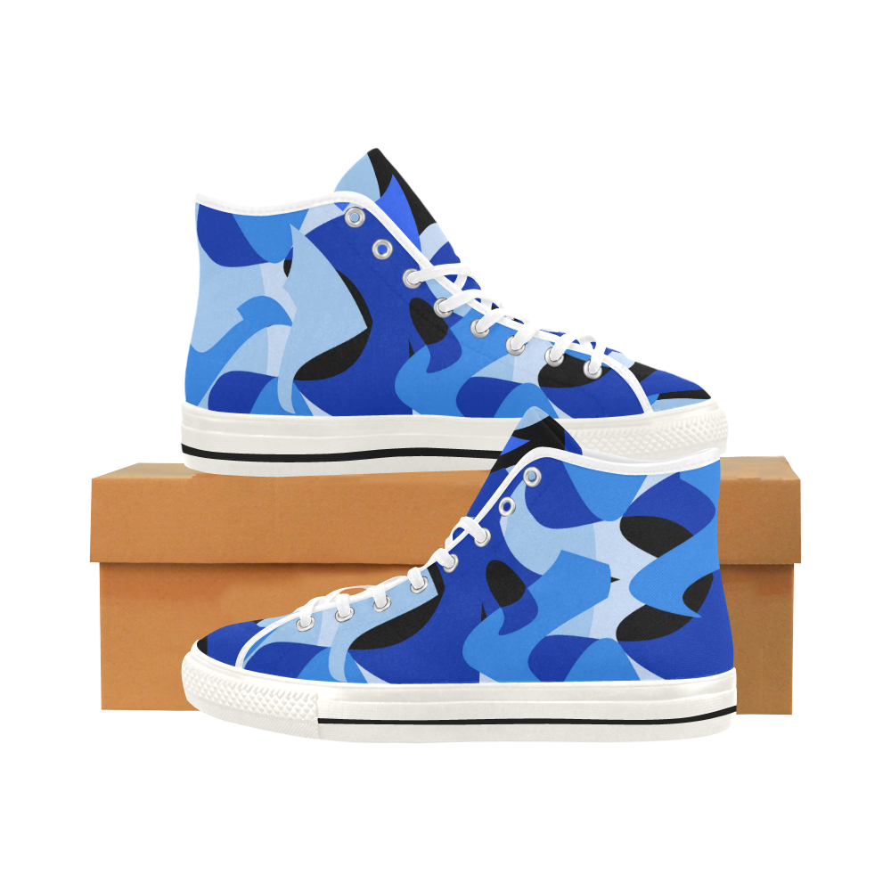 Camouflage Abstract Blue and Black Vancouver H Women's Canvas Shoes (1013-1)