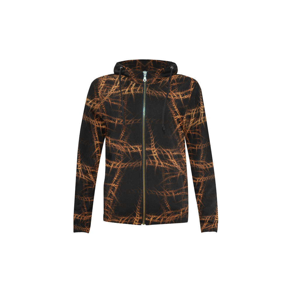 Trapped All Over Print Full Zip Hoodie for Kid (Model H14)