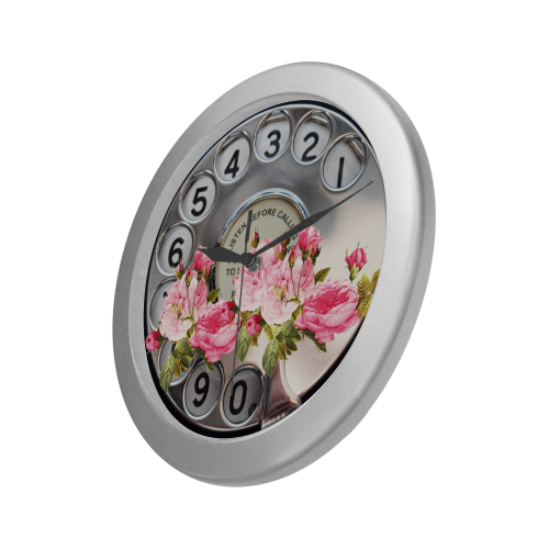 Dial Rose Silver Color Wall Clock