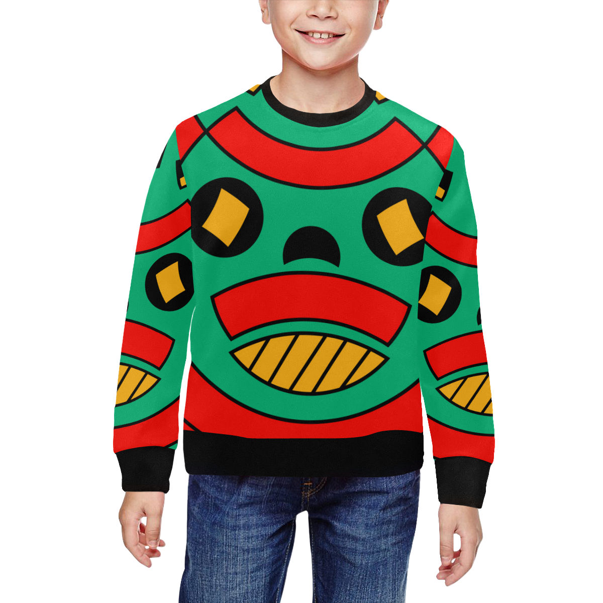 African Scary Tribal All Over Print Crewneck Sweatshirt for Kids (Model H29)
