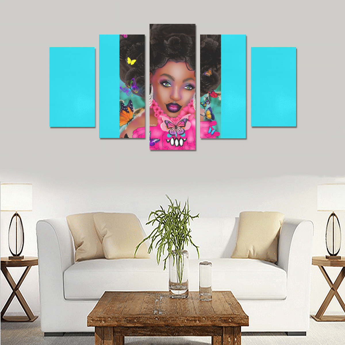 FLYYAYY 5PC CAN TURQ Canvas Print Sets A (No Frame)