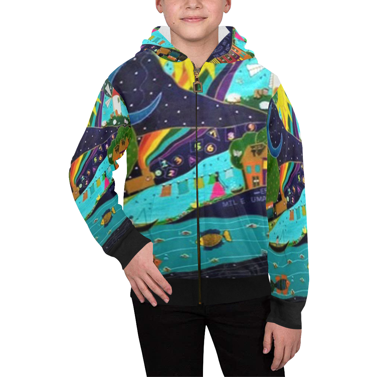 Once upon a time... Kids' All Over Print Full Zip Hoodie (Model H39)