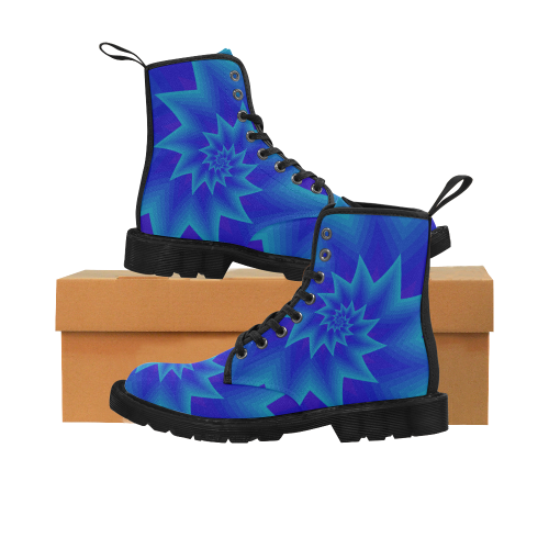 Royal blue star Martin Boots for Women (Black) (Model 1203H)