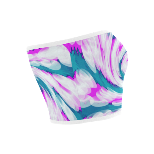 Turquoise Pink Tie Dye Swirl Abstract Bandeau Top