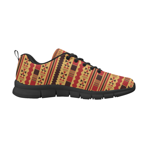 Yellow With Red Aztec Women's Breathable Running Shoes/Large (Model 055)