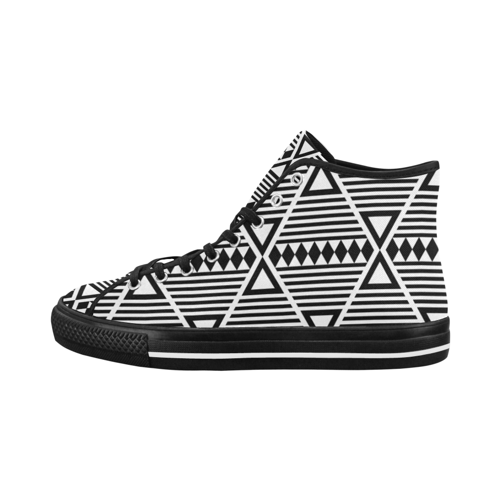Black Aztec Tribal Vancouver H Men's Canvas Shoes/Large (1013-1)