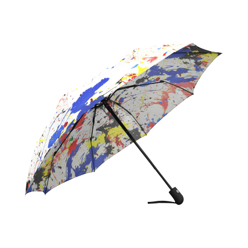 Blue and Red Paint Splatter Auto-Foldable Umbrella (Model U04)