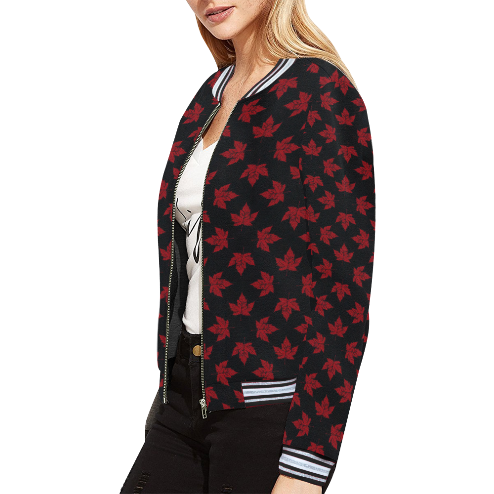 Cool Canada Souvenir Jackets All Over Print Bomber Jacket for Women (Model H21)