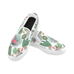 Awesome Flamingo And Zebra Women's Unusual Slip-on Canvas Shoes (Model 019)