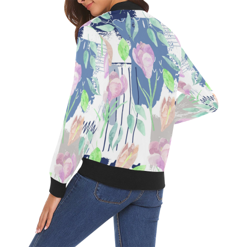 Flower pattern c All Over Print Bomber Jacket for Women (Model H19)