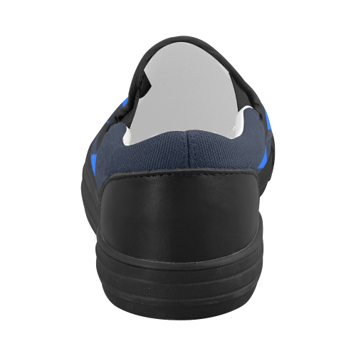 checker blue Women's Slip-on Canvas Shoes (Model 019)