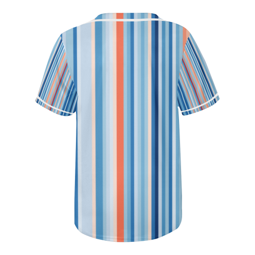Blue and coral stripe 1 All Over Print Baseball Jersey for Men (Model T50)