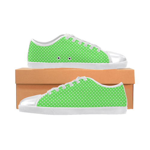 Eucalyptus green polka dots Canvas Shoes for Women/Large Size (Model 016)