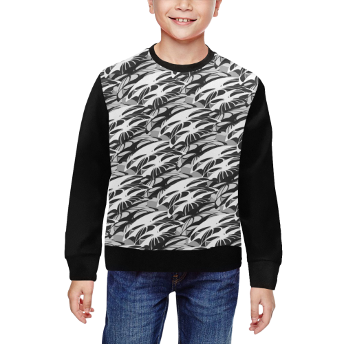 Alien Troops - Black & White Vest Style All Over Print Crewneck Sweatshirt for Kids (Model H29)