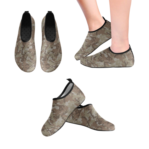 Woodland Desert Brown Camouflage Men's Slip-On Water Shoes (Model 056)