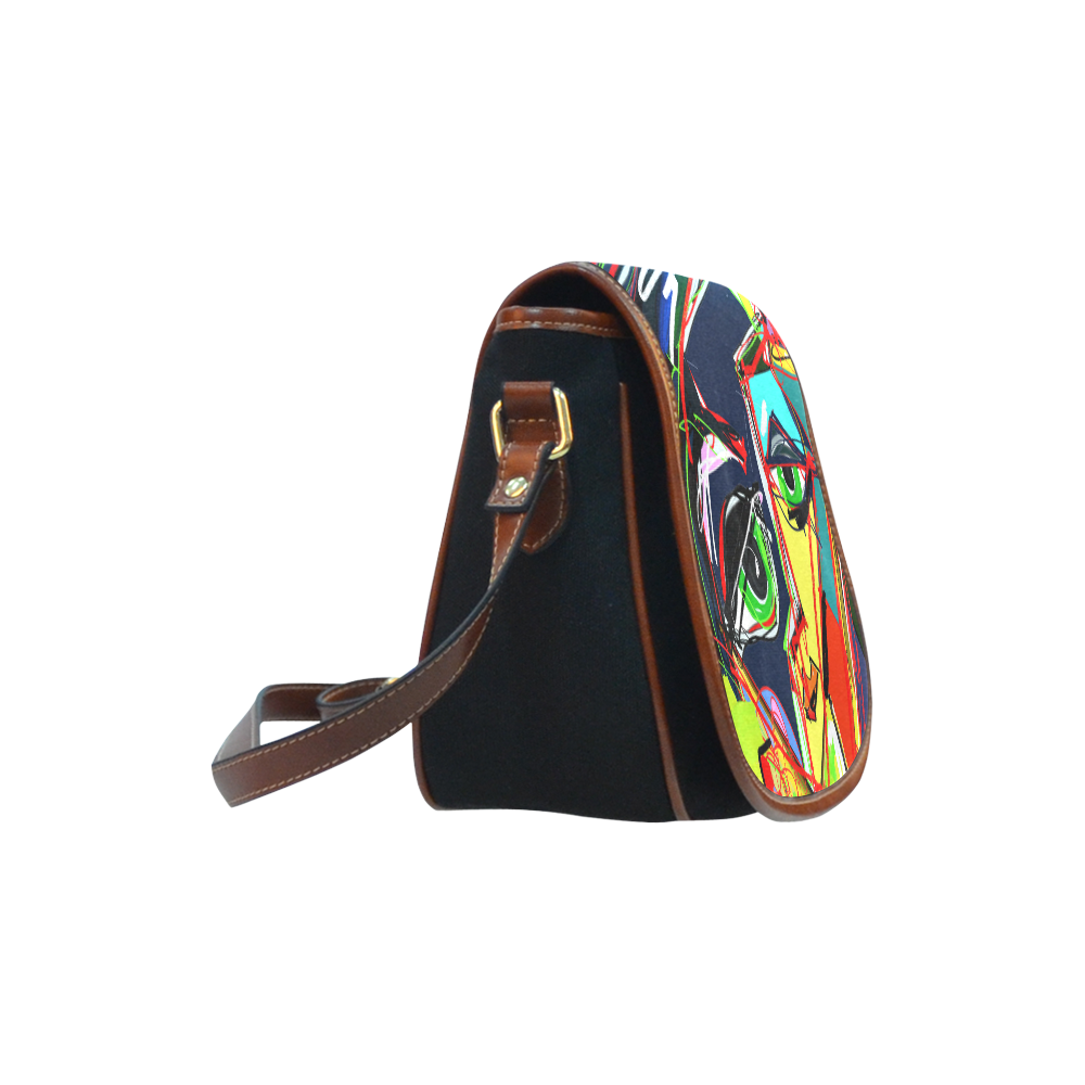 Human Face Art Saddle Bag/Small (Model 1649)(Flap Customization)