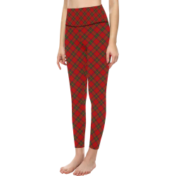 Red Tartan Plaid Pattern Women's All Over Print High-Waisted Leggings (Model L36)