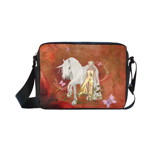 Unicorn with fairy and butterflies Classic Cross-body Nylon Bags (Model 1632)