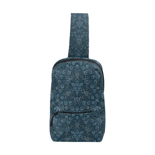 Blueberry Field, Blue, Watercolor Mandala Chest Bag (Model 1678)