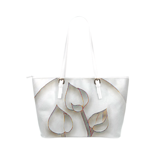 Silver Lotus Leather Tote Bag/Small (Model 1651)