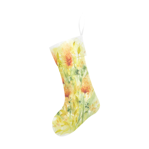 Yellow Wild Flowers Watercolors - floral Christmas Stocking