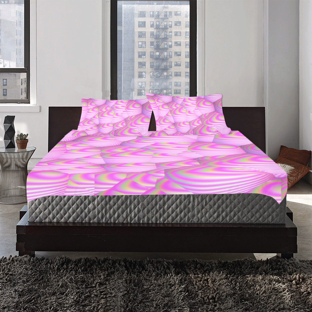 pink strips 3-Piece Bedding Set