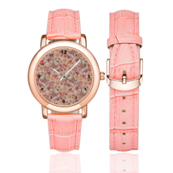 Lovely Dogs Women's Rose Gold Leather Strap Watch(Model 201)