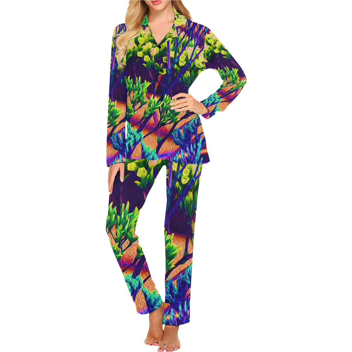 PJ GARDENWAY Women's Long Pajama Set