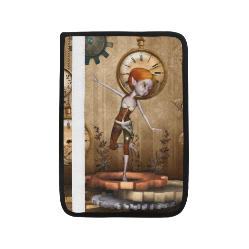 Steampunk girl, clocks and gears Car Seat Belt Cover 7''x10''