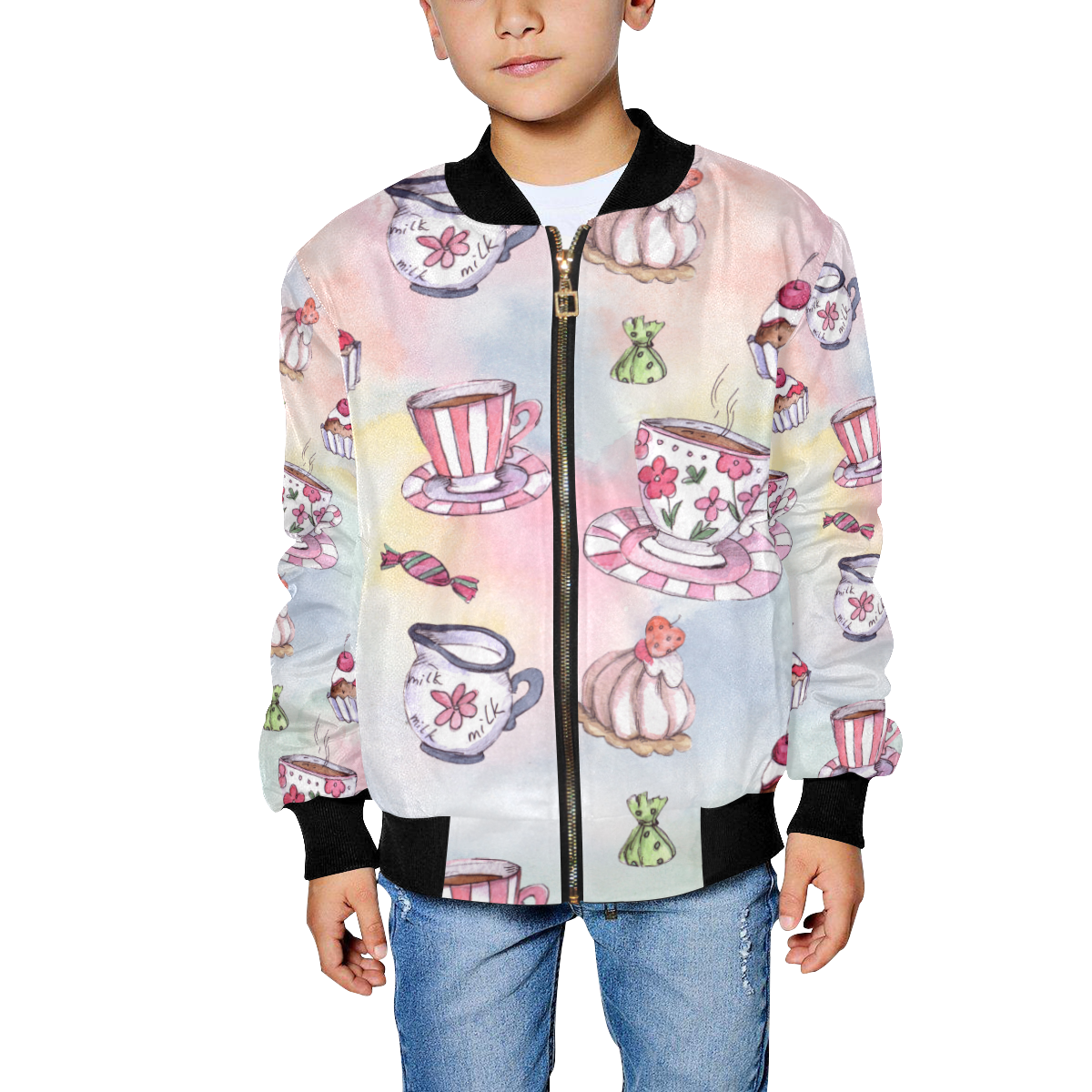 Coffee and sweeets Kids' All Over Print Bomber Jacket (Model H40)