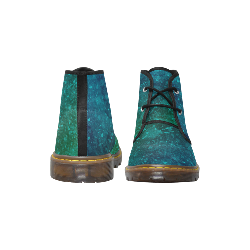 Blue and Green Abstract Men's Canvas Chukka Boots (Model 2402-1)
