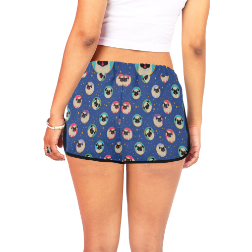 Pugs In Circles Women's All Over Print Relaxed Shorts (Model L19)