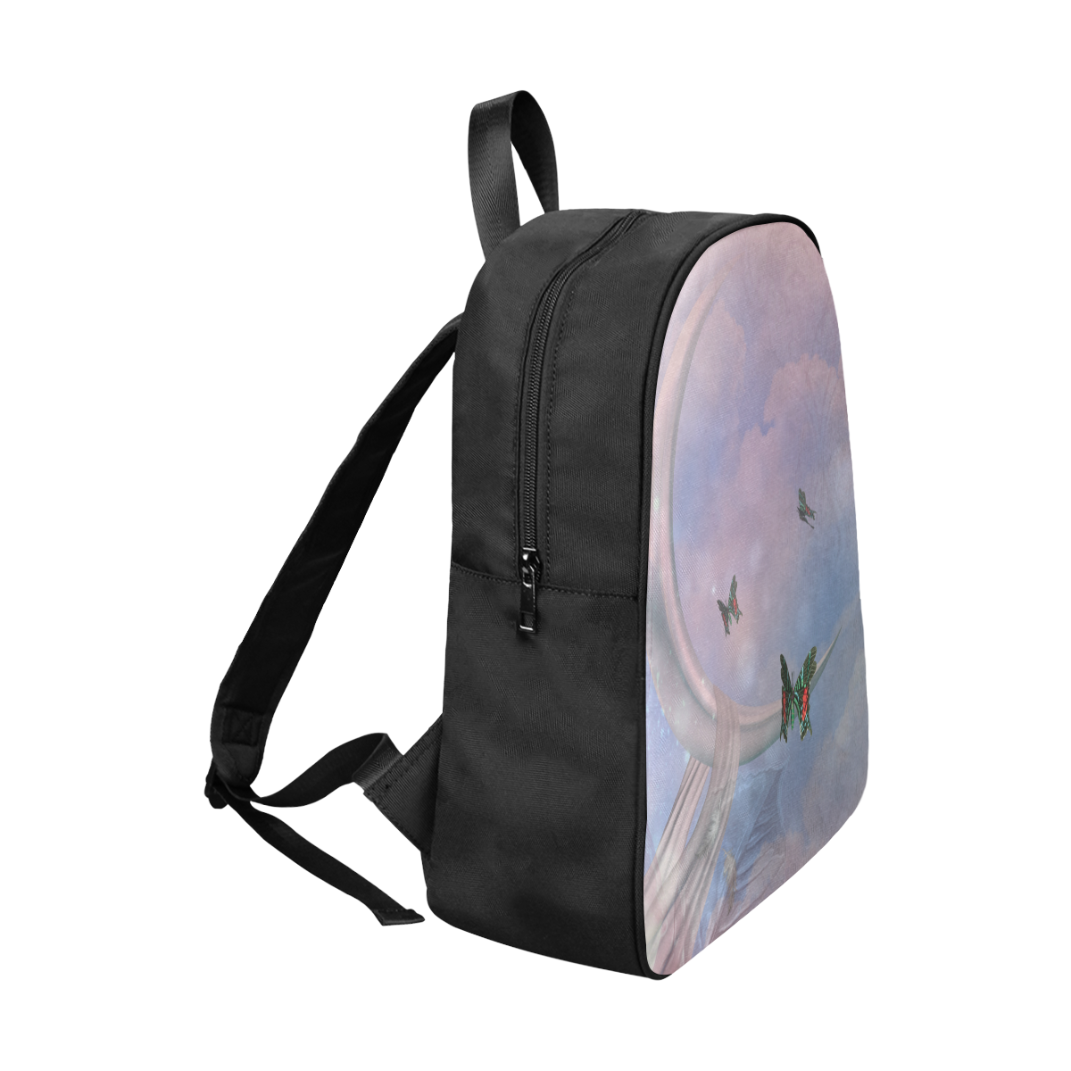 The moon with butterflies Fabric School Backpack (Model 1682) (Large)