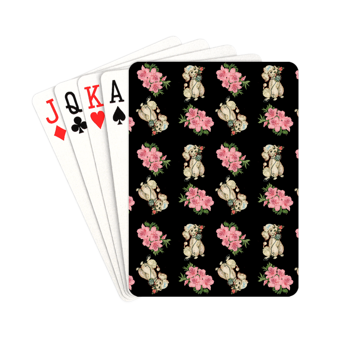 retro dog floral pattern Playing Cards 2.5"x3.5"