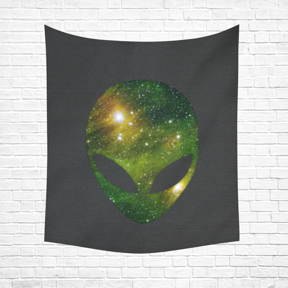 Cosmic Alien - Galaxy - Stars Cotton Linen Wall Tapestry 51"x 60"