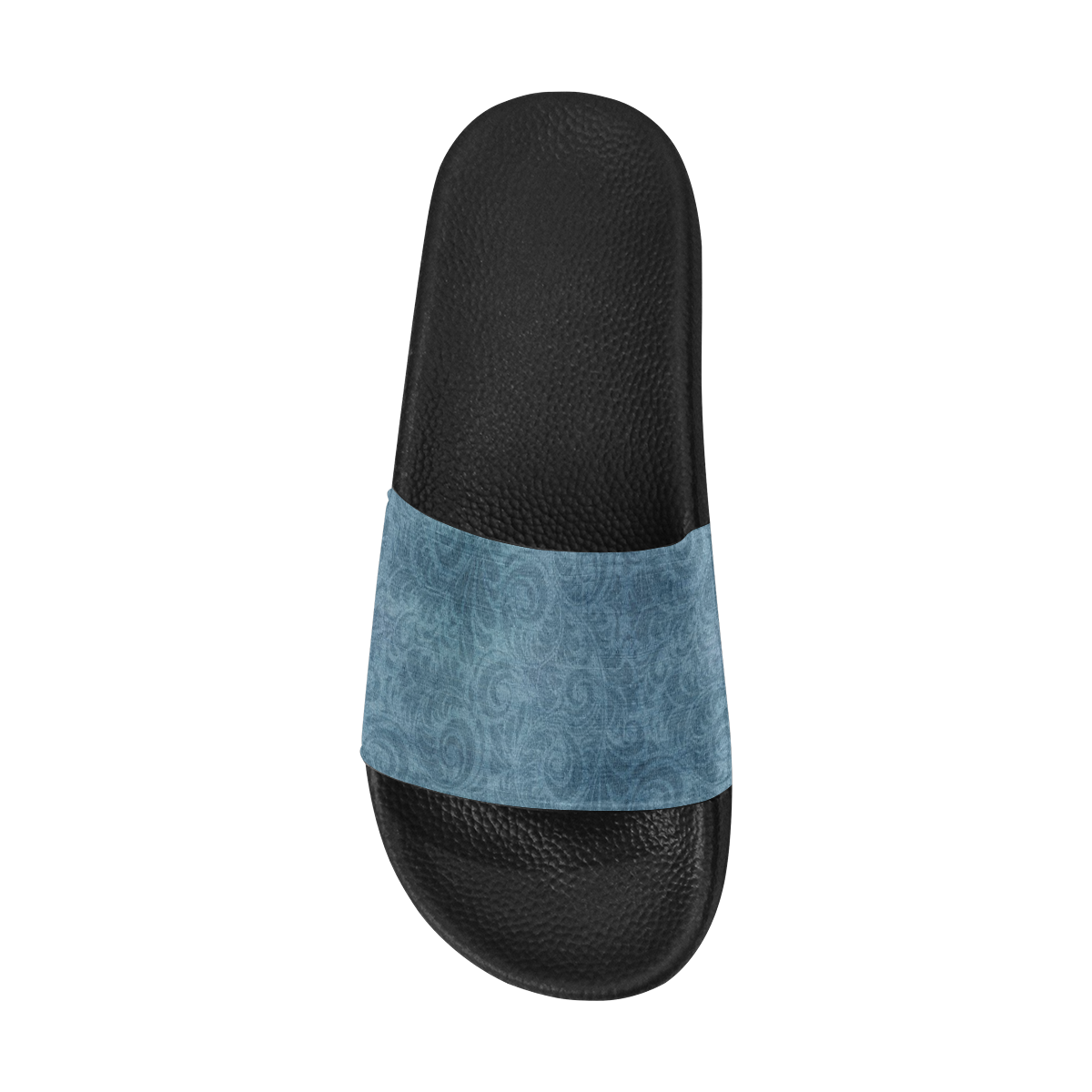 Denim with vintage floral pattern, turquoise blue Women's Slide Sandals (Model 057)
