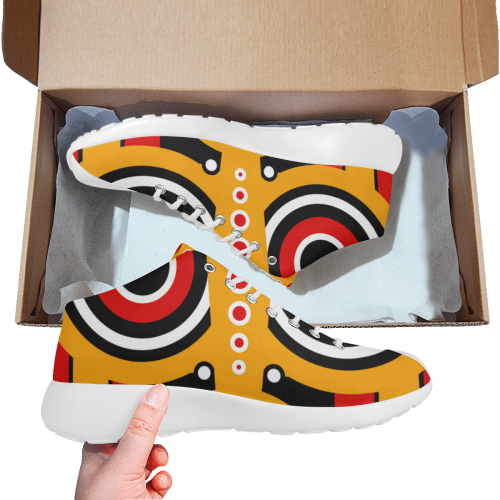 Red Yellow Tiki Tribal Women's Basketball Training Shoes (Model 47502)