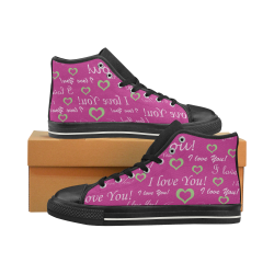 I Love You Floating Hearts High Top Canvas Women's Shoes/Large Size (Model 017)