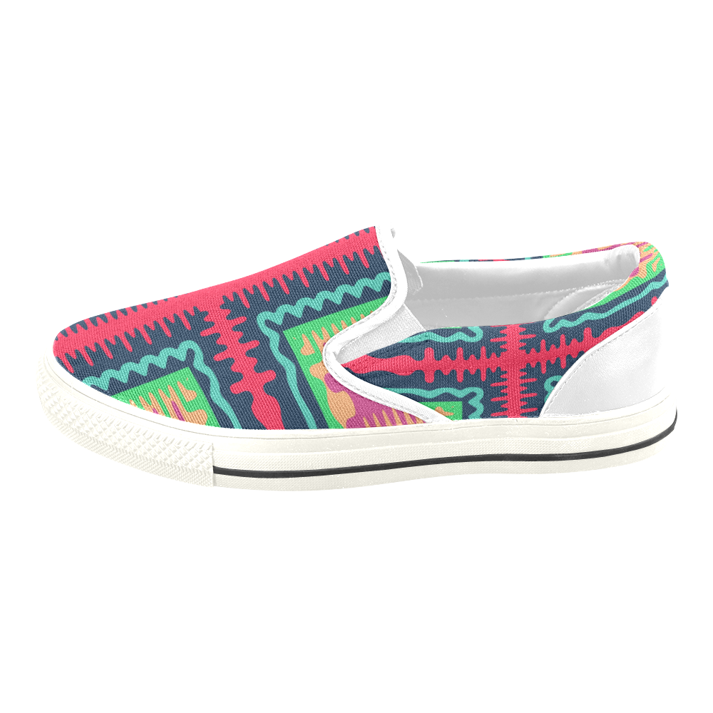 Waves in retro colors Slip-on Canvas Shoes for Kid (Model 019)