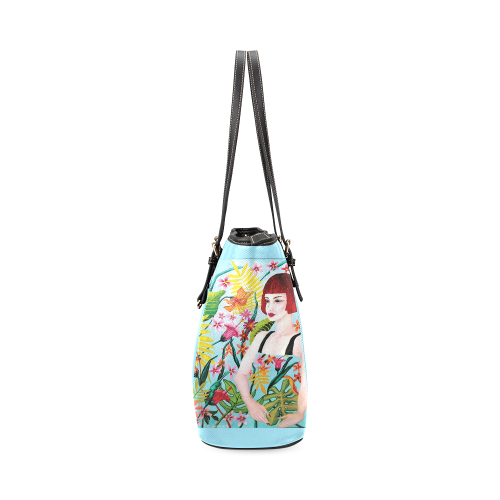 TROPICAL DREAMING Leather Tote Bag/Small (Model 1640)