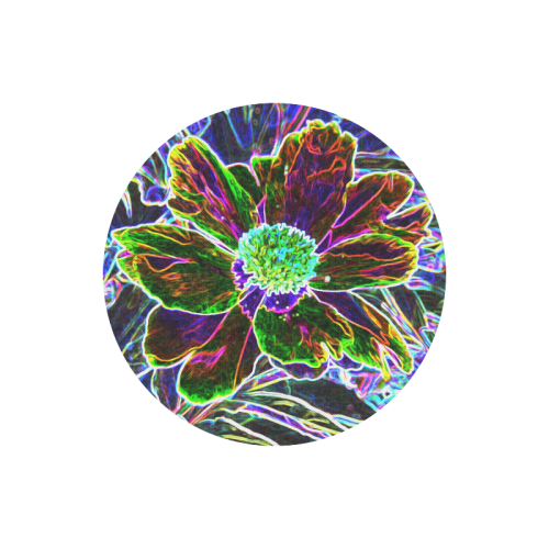 Abstract Garden Peony in Black and Blue Round Mousepad