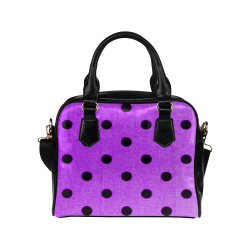 Awesome Purple Metallic Ladybug Polka Dots Shoulder Handbag (Model 1634)
