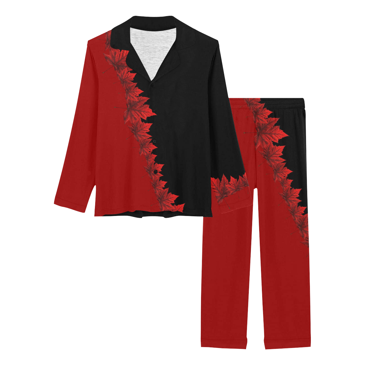 Canada Maple Leaf Sleepwear / Loungewear Women's Long Pajama Set