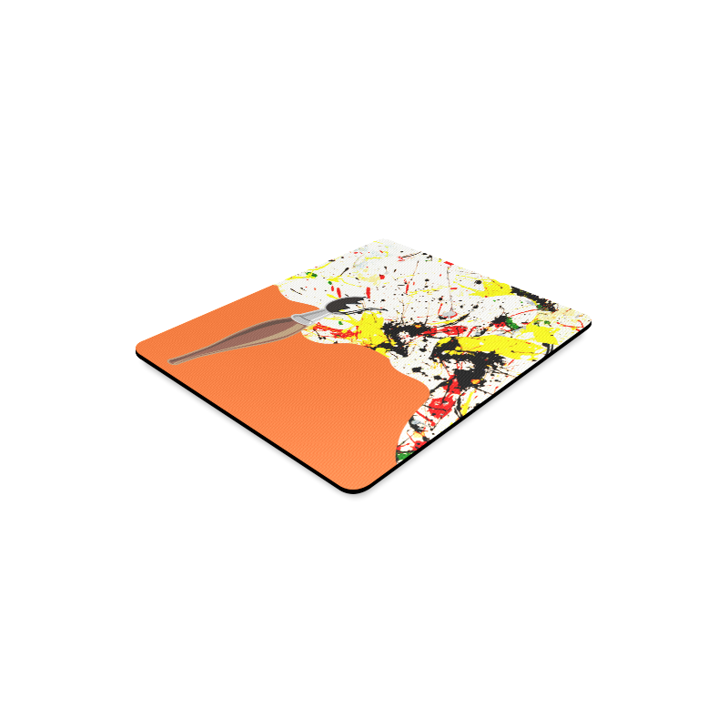 Paint Splatter with Artists Paint Brush on Orange Rectangle Mousepad