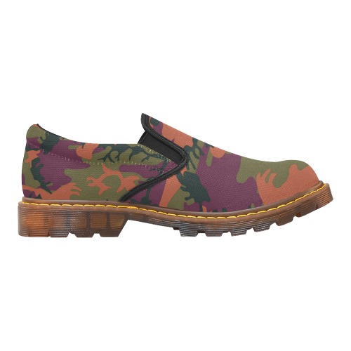 camouflage orange Martin Women's Slip-On Loafer/Large Size (Model 12031)